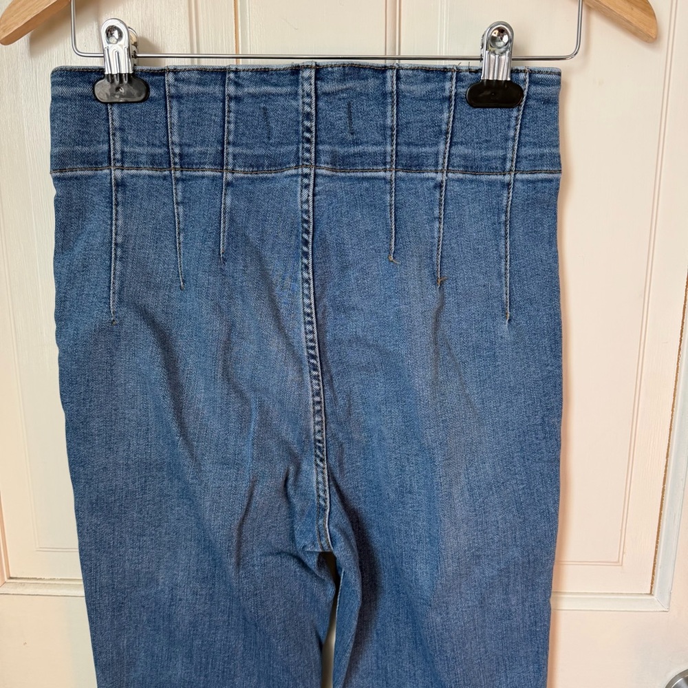 Free People We the Free Jayde Flare Jeans 28 Retro High Rise Hippie Bohemian - Picture 11 of 13